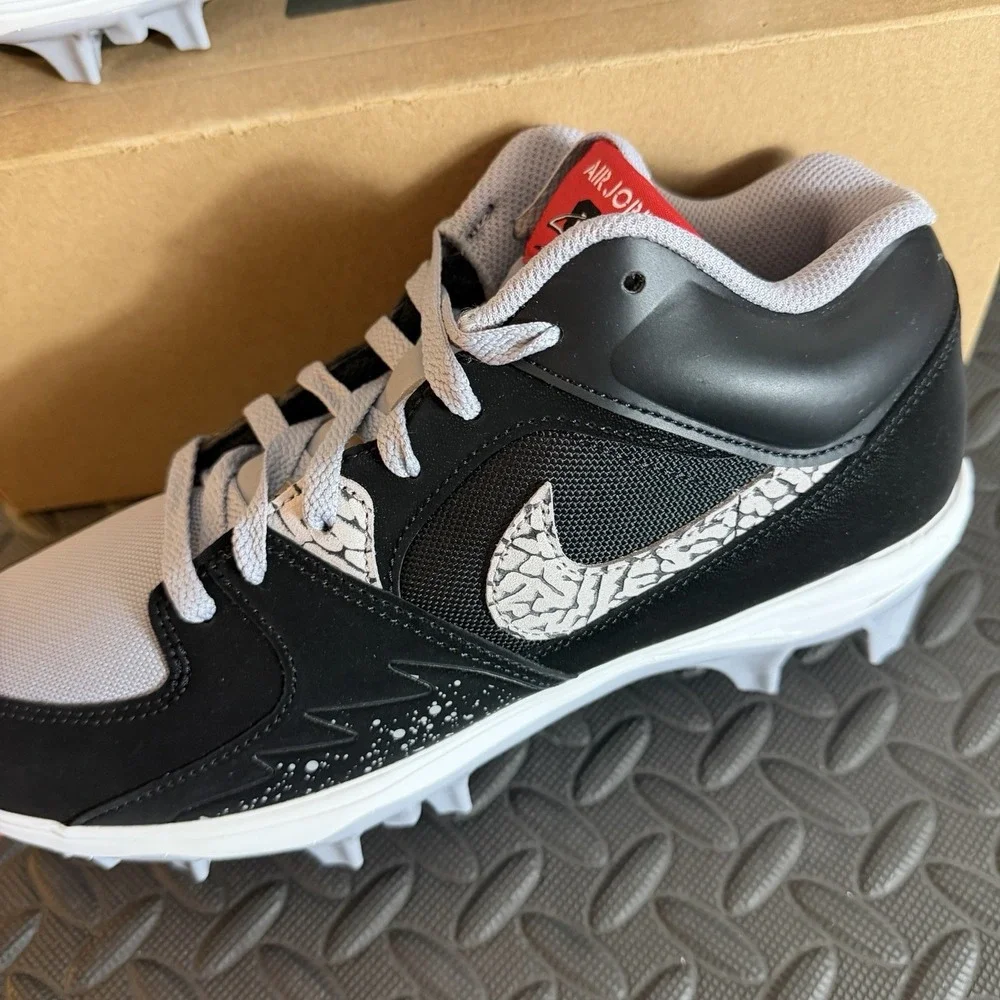 Nike Air Jordan Stadium 90 Low TD Black Cement Football Cleats Mens Size 9.5